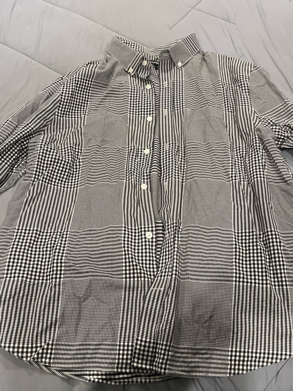 Express Black and White Check Button-Down Shirt